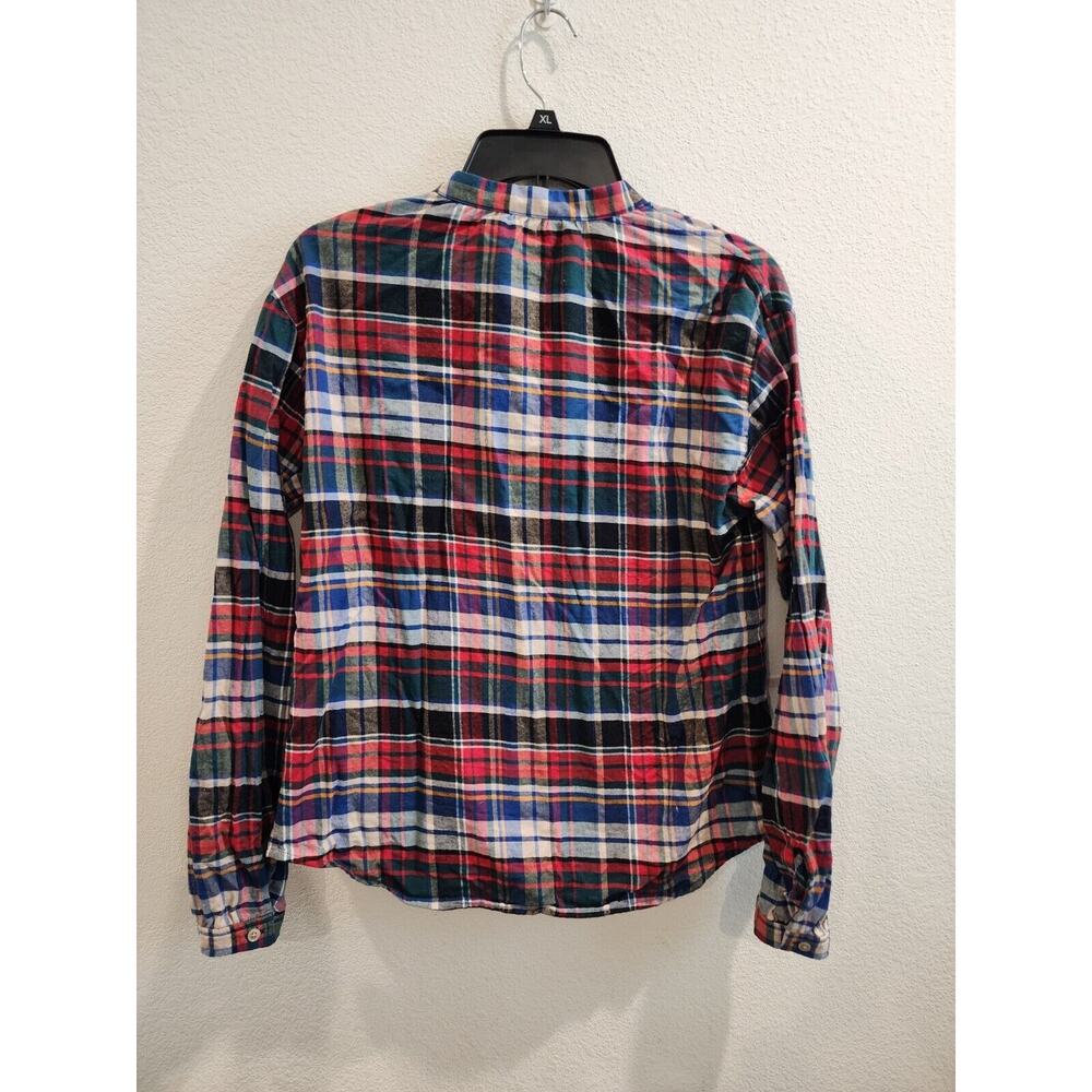 LL BEAN Signature Womens XS Red Lightweight FLANNEL SHIRT RelaxedFit PLAIDCotton - Picture 4 of 6